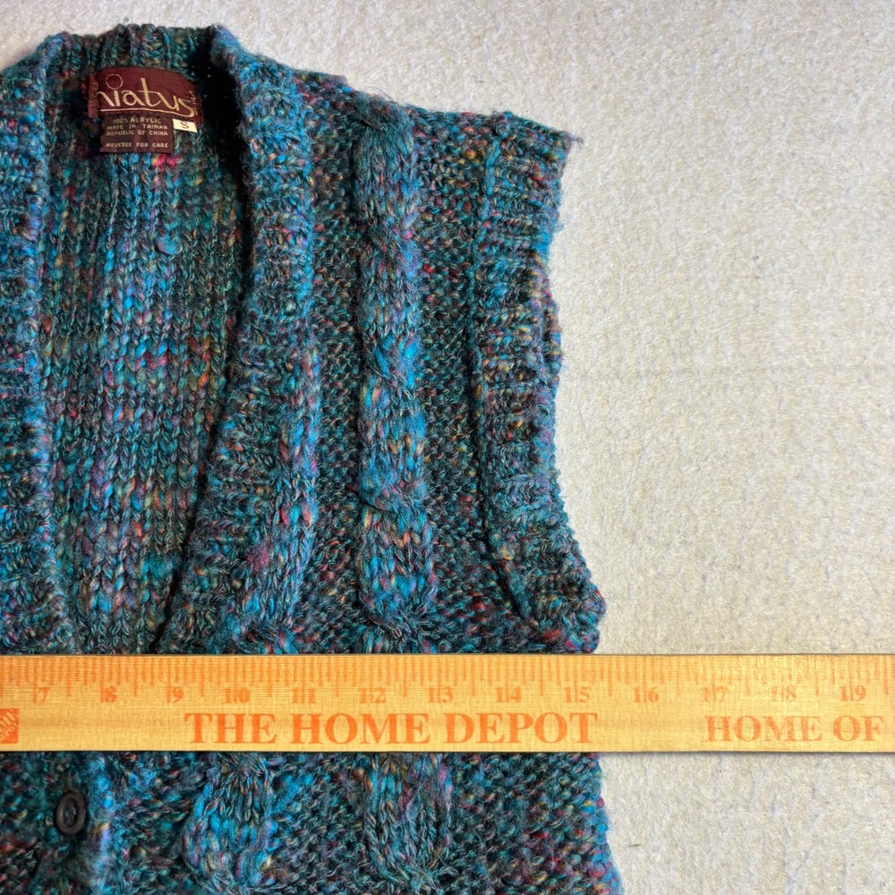 Hiatus Women Multicolor‎ Acrylic Cable Knit Button Sleeveless Vest Sweater S - Picture 3 of 6